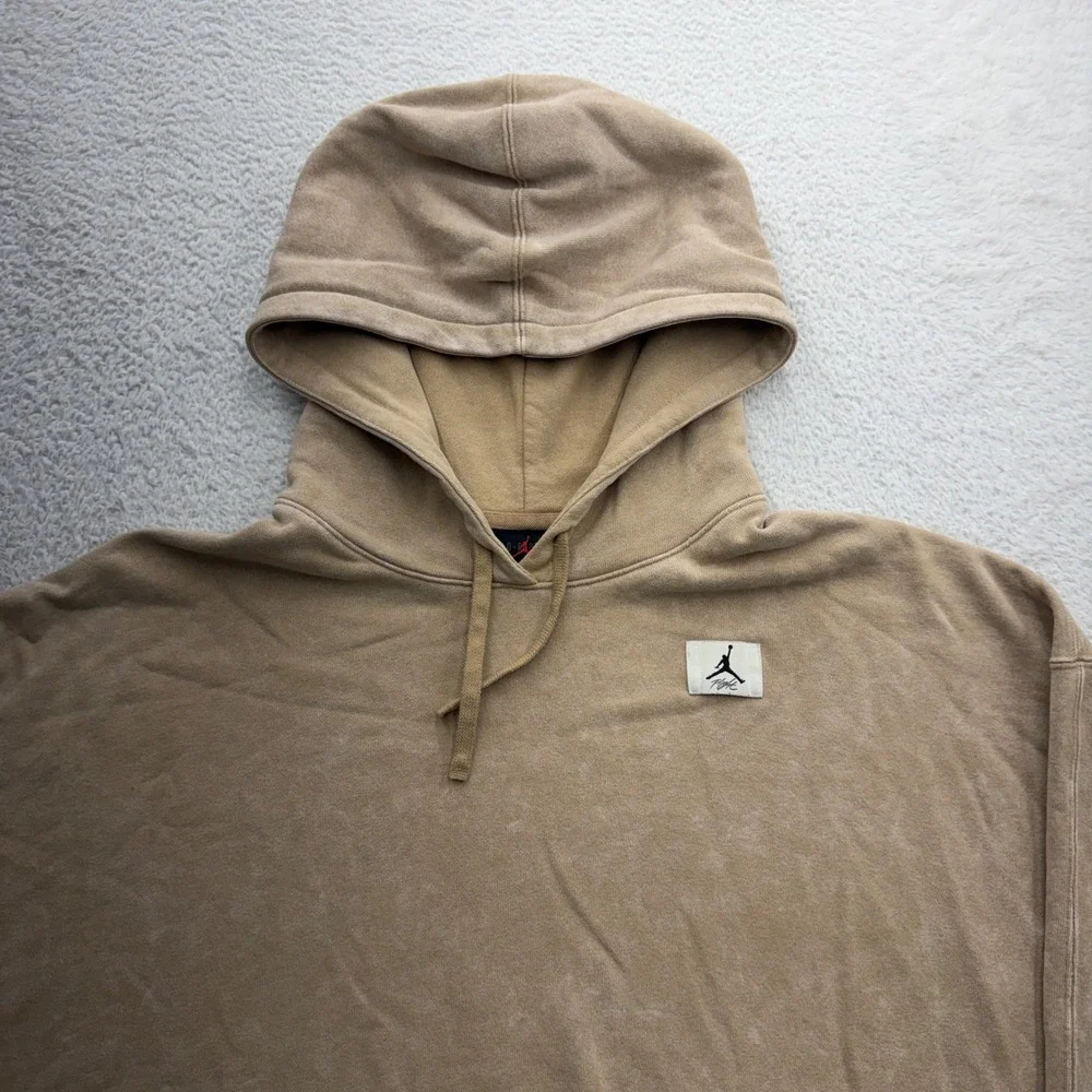 Jordan Flight Oversized Hoodie Mens XL Tan Khaki Acid Wash Cotton‎ CV2244-234